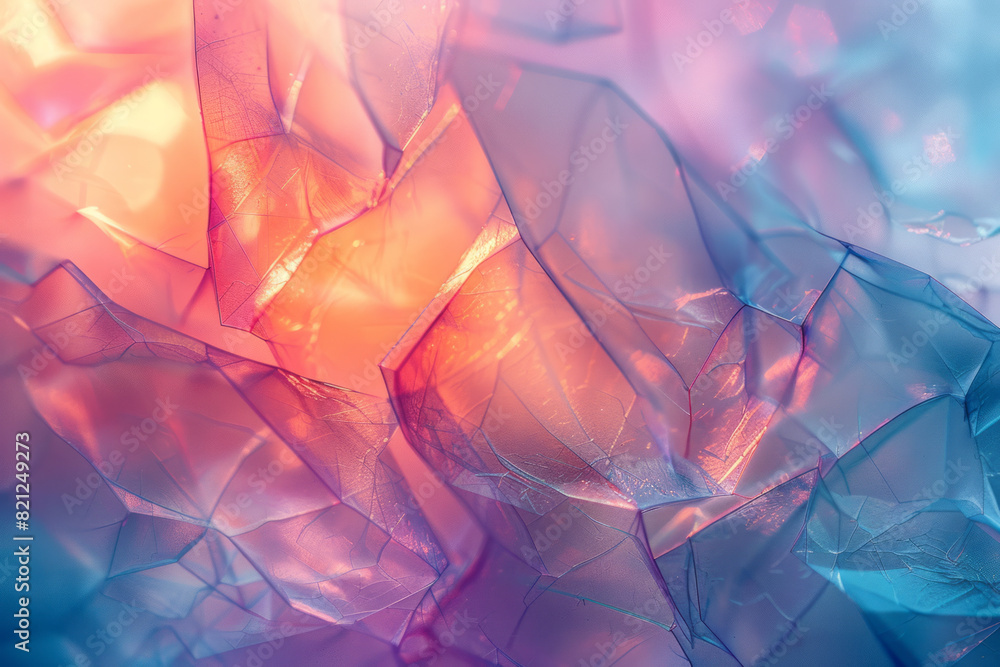 Aufkleber Abstract design with irregular polygons in pastel hues, their overlapping edges creating a soft, balanced visual effect,