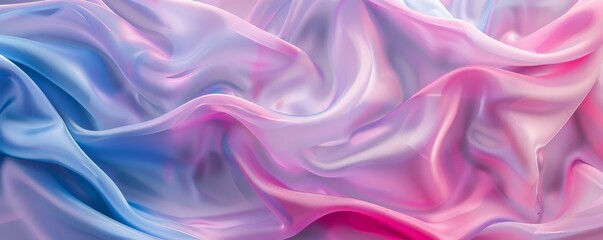 Fototapeta premium A beautiful abstract background of soft, flowing, pastel-colored fabric, blending hues of pink, blue, and lavender in a dreamy texture.