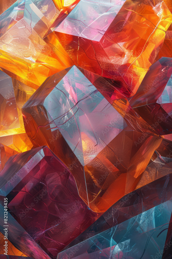 Leinwandbilder illustration with transparent irregular polygons in different sizes, their chaotic placement forming