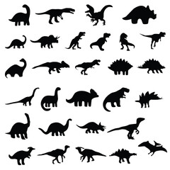 Set of Dinosaur Silhouette Icon, Dinosaur Silhouette, Dinosaur icon, black silhouettes dinosaurs, Dinosaur Silhouette Illustration, 
