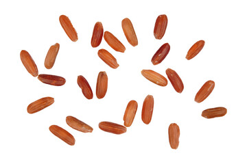 close up of scattered red rice grains isolated transparent