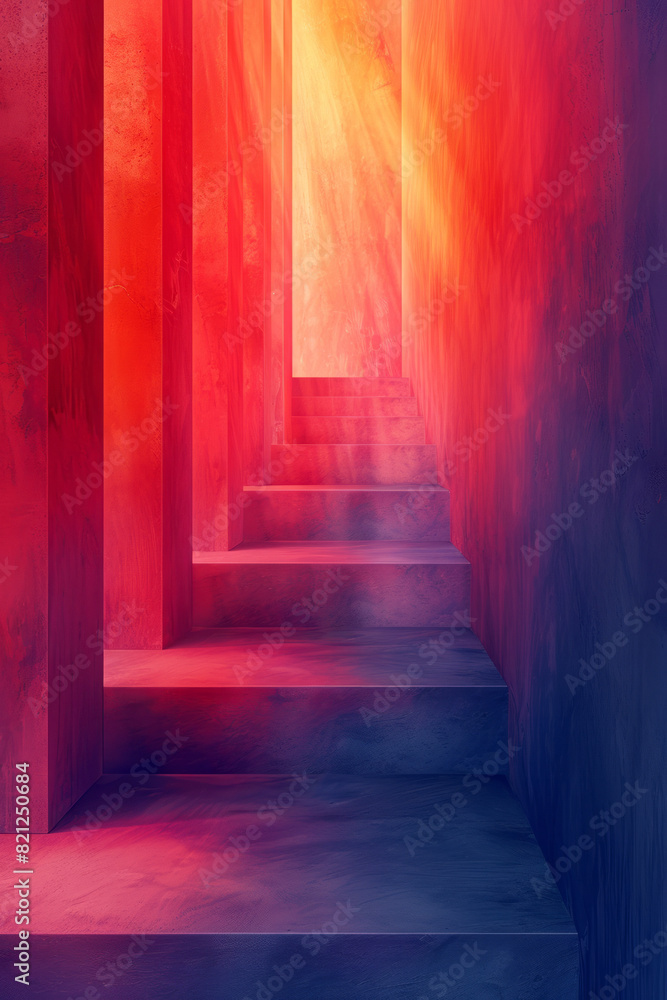 Fototapete Illustration with large blocks of gradient colors transitioning smoothly, forming a cohesive and modern composition,