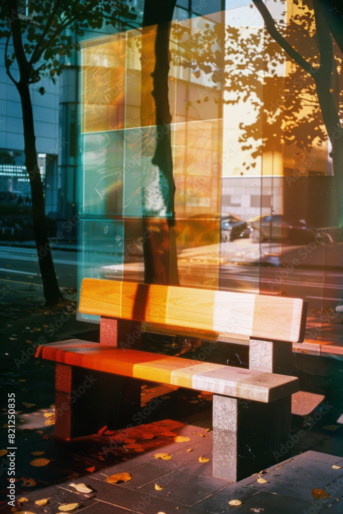 Poster design featuring alternating large blocks of warm and cool colors, creating a visually engaging cont