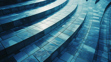 Obraz premium Composition of oversized blocks in shades of blue, forming a wave-like pattern for a calming effect,