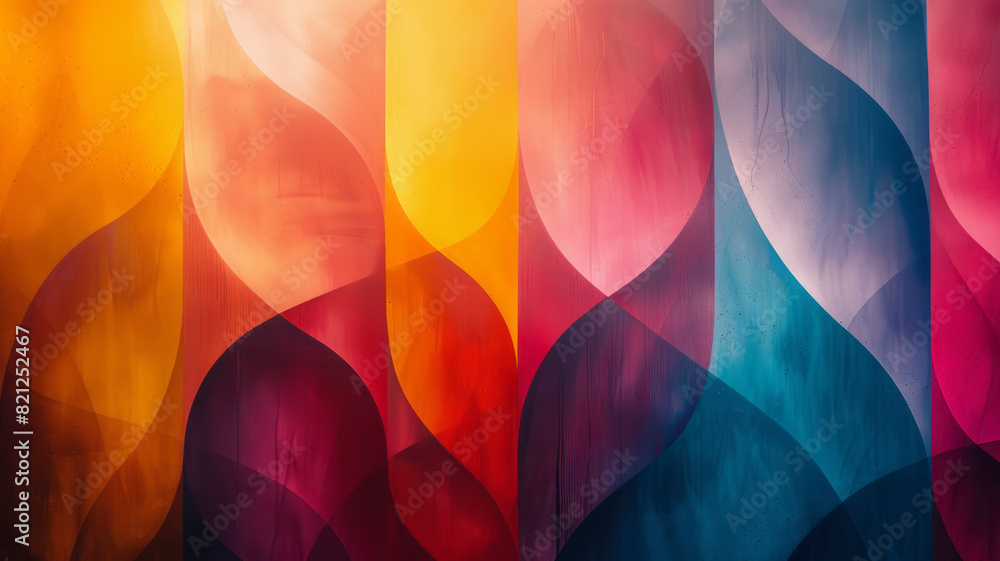 Poster illustration using overlapping ovals in vibrant hues, with varying opacities to form a dynamic, flow