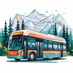 Cartoon busoverlookFlat illustration No background Flat vector illustration