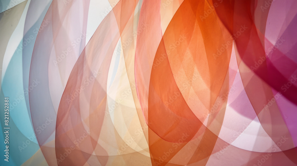 Fototapete composition of overlapping ellipses in soft gradient colors, blending seamlessly to form a harmoniou