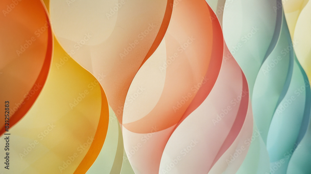 Poster Composition of overlapping ellipses in soft gradient colors, blending seamlessly to form a harmonious, organic pattern,