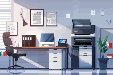 Modern Office Professional Multifunction Printer and Scanner Device for Efficient Workplace Productivity