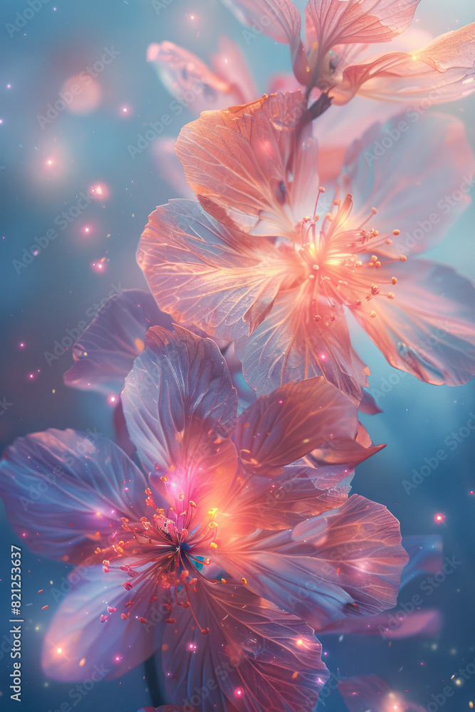 Leinwandbilder abstract artwork featuring overlapping stars in soft colors, their transparencies creating a celesti