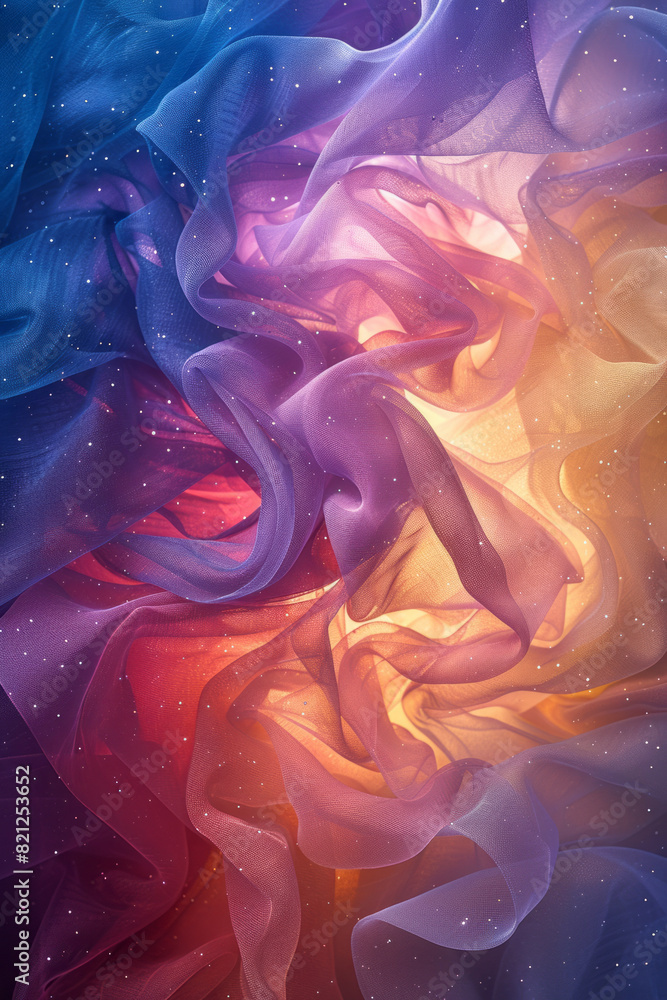 Aufkleber abstract artwork featuring overlapping stars in soft colors, their transparencies creating a celesti