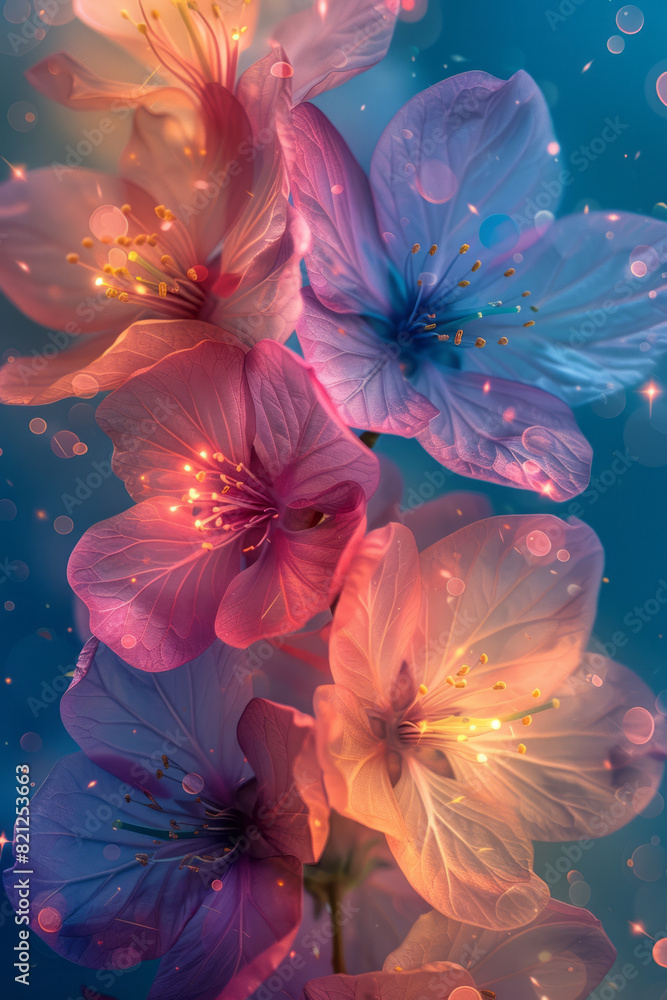 Poster abstract artwork featuring overlapping stars in soft colors, their transparencies creating a celesti