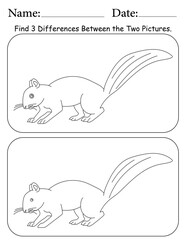 Squirrel Puzzle. Printable Activity Page for Kids. Educational Resources for School for Kids. Kids Activity Worksheet. Find Differences Between 2 Shapes