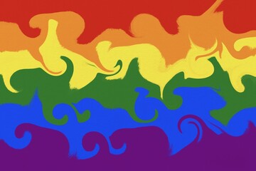 Fototapeta premium Pride month celebration, gay couple lesbian LGBTQ gender gradient shape heart love rainbow illustration paper texture