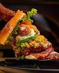 hamburguesa, comida rapida, papas fritas, lechuga, comida, foodporn