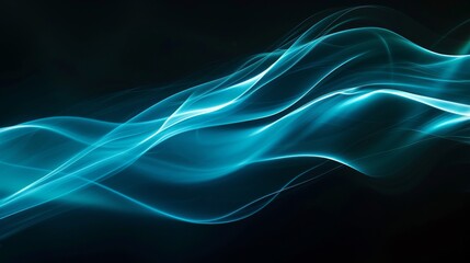 Obraz premium Blue light wave on black background