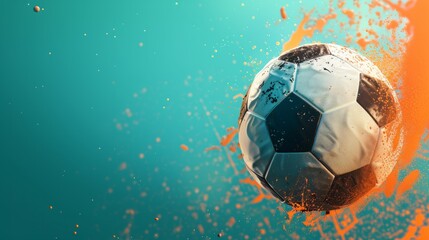 Soccer European championship Turquoise Orange Background, copy space, Generative AI