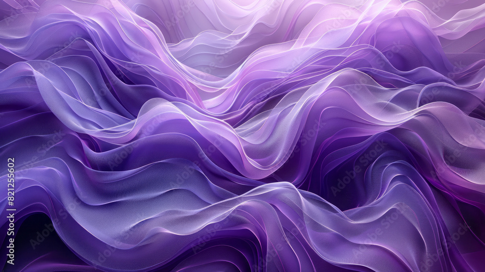 Aufkleber Artistic rendering of wavy lines in various shades of purple, creating a dreamy and fluid pattern,