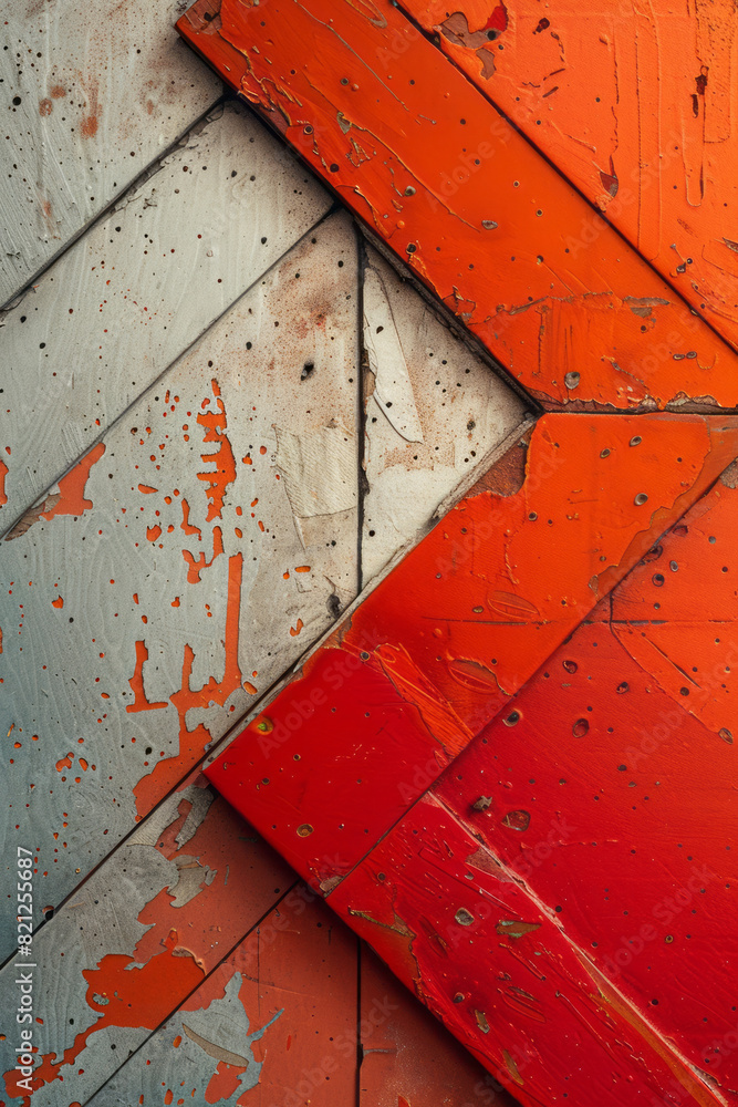 Poster Abstract composition with bold, red zigzag lines on a white background, creating a striking and energetic effect,