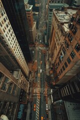 Aerial view of a bustling city street, showcasing the dynamic and crowded nature of urban transportation and city life