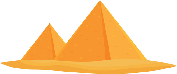 Colorful cartoon illustration of ancient egyptian desert pyramids and sphinx in giza. With orange sand. Vector graphic design. Minimal flat style. Representing the historical. Cultural © nsit0108