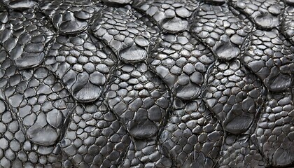 Naklejka premium texture of crocodile, snake scales of black color, close-up macro background wallpaper