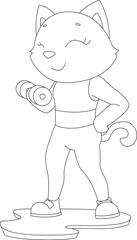 Cat Fitness Dumbbell Animal Vector Graphic Art Illustration