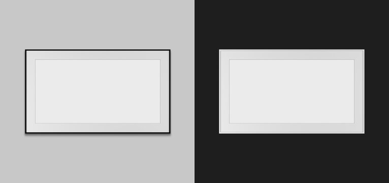 Black and white frame for painting and photography. 3d illustration