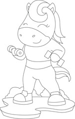 Horse Fitness Dumbbell Animal Vector Graphic Art Illustration