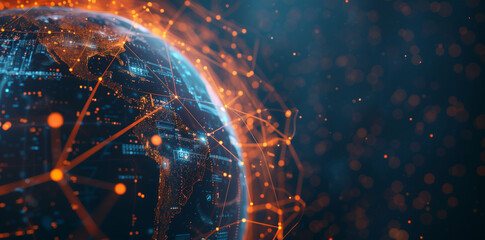 Global Network and Connectivity, Exploring the Digital World Globe through High-Speed Data Transfer, Cyber Technology, and International Information Exchange