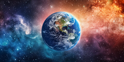 Naklejka premium Planet earth in outer space