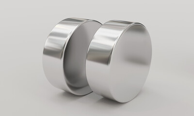 Neodymium magnets isolated on white background. 3D Rendering