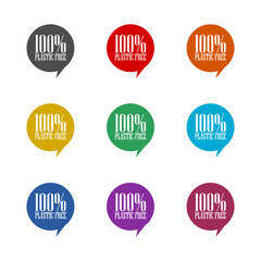  Plastic free icon isolated on white background. Set icons colorful