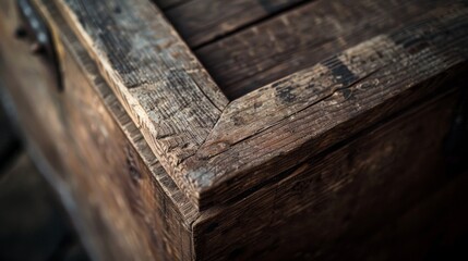 Beauty and rusticity of the wooden box, showing its texture and decorative details. generative ai