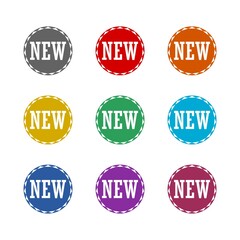 NEW button icon isolated on white background. Set icons colorful
