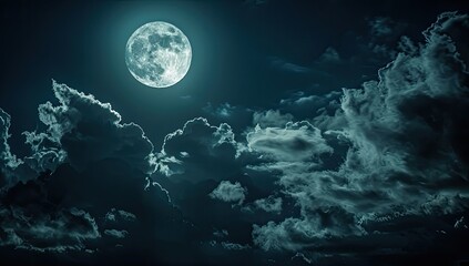 Moonlit Night with Dramatic Clouds