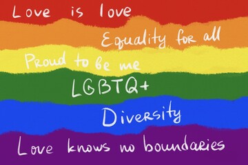 Pride month celebration, gay couple lesbian LGBTQ gender gradient shape heart love rainbow illustration paper texture