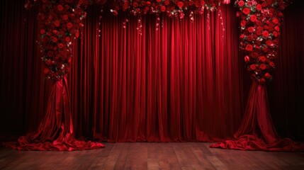 Romantic red roses. Mesmerizing wedding stage evoking love and beauty