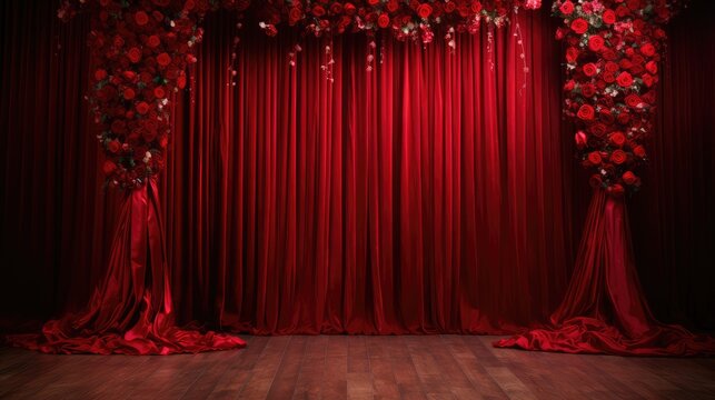 Romantic red roses. Mesmerizing wedding stage evoking love and beauty