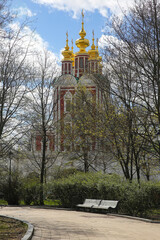 Novodevichy convent in spring. Moscow. Russia. April, 16, 2024.