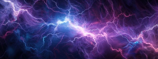 Fototapeta premium electric texture. colorful lightning on dark sky background. Thunderbolt Background