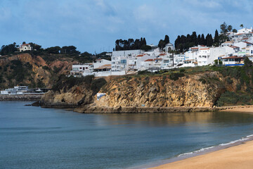 Obraz premium Praia do Peneco beach, Albufeira, Algarve, Portugal. Praia dos Pescadores beach. Fishermen, sunny day