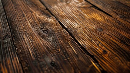 Fototapeta premium beauty and warmth of the wooden table, showing its grains and knots. generative ai