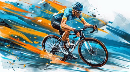 illustration in minimalist style racing cyclist