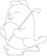 Seal Golf Golf clubs Animal Vector Graphic Art Illustration