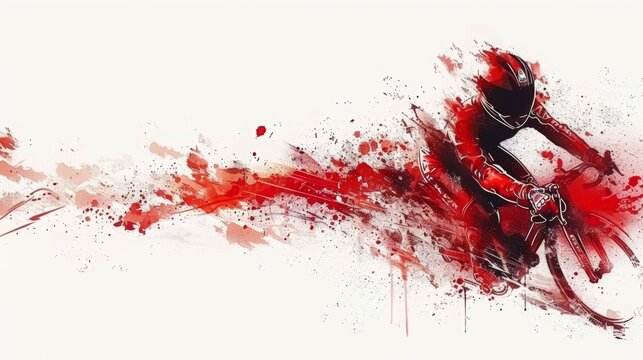 illustration in minimalist style racing cyclist