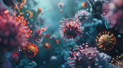 Fototapeta premium microscopic view of virus particles