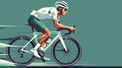 Fototapeta premium illustration in minimalist style racing cyclist