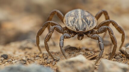 tick in its natural behavior, such as feeding on a host or moving along the ground generative ai