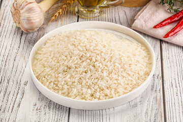 Dry Arborio rice for risotto
